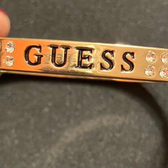 Guess Gold Tone Bangle with Rhinestones (7.5") - Picture 1 of 8
